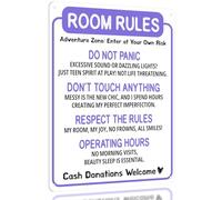 Funny Rules Sign - Cute Room Decor for Teen Girls Bedroom, Lavender Preppy Decorations, Purple Teenage Door Sign & Fun Gifts for Birthday and Holidays