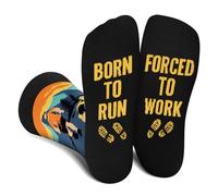 Funny Run Socks for Men Women Dad Teenage Boys - BORN TO RUN FORCED TO WORK Novelty Fun Funky Happy Sports Socks for Runner - Running Accessories Fathers Day Birthday Gifts Christmas Stocking Filler