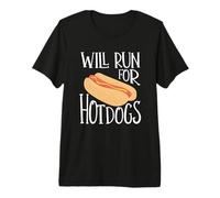 Funny Runner Quote Will Run for Hot Dogs Running Joke Premium T-Shirt