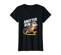 Funny Running an Otter Run Design Value Graphic T-Shirt, Women, Black, XL