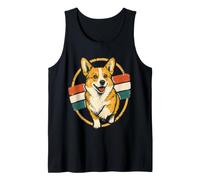 Funny Running Corgi Dog Retro Pembroke Welsh Art Tank Top
