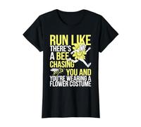 Funny Running Quote A Bee is Chasing You Marathon Value Graphic T-Shirt, Women, Black, L