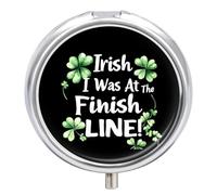 Funny Running St Patricks Race Round Pill Organizer Portable Medicine Pill Dispensers Container for Daily Travel