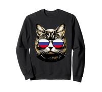 Funny Russia Cat Lover Wear Russian Flag Sunglasses Sweatshirt