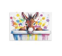 Funny Rustic Donkey Poster, Cute Farmhouse Bathroom Wall Art Poster 24x36inch(60x90cm)