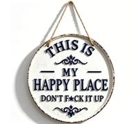 Funny Rustic Metal Plaque “This Is My Happy Place” Wall Decor | Adds charming farmhouse touch to any space;durable finish suits various settings and makes present for family and friends