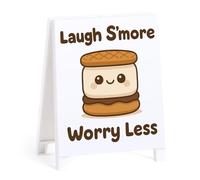 Funny S’more Desk Sign Inspirational Office Decor Laugh S’more Positive Motivational Sign Gifts for Friends Coworkers Son Daughter From Mom Dad Cute Emotional Support Desk Decor White Elephant Gift