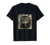 Funny Sad Cat Smoking Cigarette Meme Lover Sumi-e Japanese T-Shirt