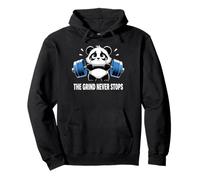Funny Sad Panda Lifting Gym Humor The Grind Never Stops Pullover Hoodie