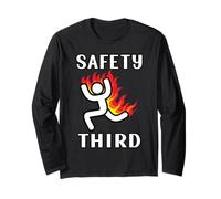 Funny Safety Third Sarcastic Running Man Figure Parody Long Sleeve T-Shirt