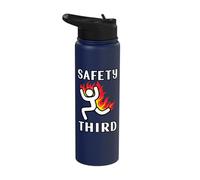 Funny Safety Third Sarcastic Running Man Figure Parody Stainless Steel Insulated Water Bottle