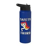 Funny Safety Third Sarcastic Running Man Figure Parody Stainless Steel Insulated Water Bottle