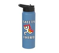 Funny Safety Third Sarcastic Running Man Figure Parody Stainless Steel Insulated Water Bottle