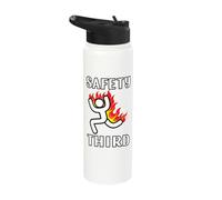 Funny Safety Third Sarcastic Running Man Figure Parody Stainless Steel Insulated Water Bottle