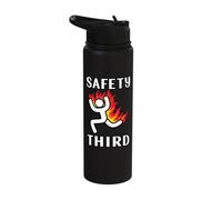 Funny Safety Third Sarcastic Running Man Figure Parody Stainless Steel Insulated Water Bottle