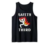 Funny Safety Third Sarcastic Running Man Figure Parody Tank Top