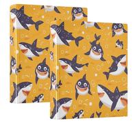 Funny Saffron Shark 3 Ring Binder Seamless 1.5" with Clipboard 1/2 Pack Aesthetic Binder Hardcover