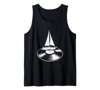 Funny Sailboat Vinyl Record Music Lover Sailing Tank Top