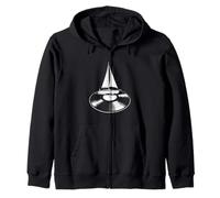 Funny Sailboat Vinyl Record Music Lover Sailing Zip Hoodie