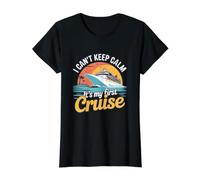 Funny Sailing I Can't Keep Calm Its My First Cruise Cruising Value Graphic T-Shirt, Women, Black, M