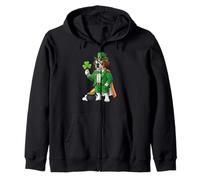 Funny Saint Bernard Leprechaun St Patricks Day Womens Mens Zip Hoodie