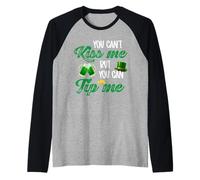 Funny Saint Patrick You Can't Kiss Me But You Can Tip Me Raglan Baseball Tee