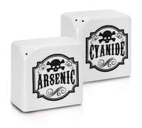 Funny Salt and Pepper Shakers - Arsenic and Cyanide Halloween Decor, Spooky Goth Decor, Gothic Home Decor, Witch Kitchen Accessories, Oddities and Curiosities - Gothic Decor (White)