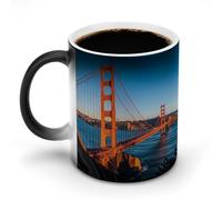 Funny San Francisco Bay Bridge Color Changing Mug 11 Oz Heat Sensitive Ceramic Coffee Mugs with Hidden Design Temperature Changing Mug, Novelty Magic Cup Gift for Coffee Lover