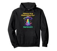 Funny Sandwich Lover Pun | Alien UFO Abduction Humor Meme Pullover Hoodie