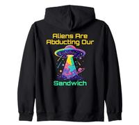 Funny Sandwich Lover Pun | Alien UFO Abduction Humor Meme Zip Hoodie