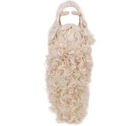 Funny Santa Beard Costume Set Christmas Santa Wig Beard with Eyebrows Long Curly Costume Wig Set for Halloween Christmas