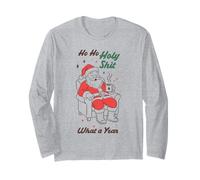 Funny Santa Christmas Graphic Ho Ho Holy Wow What a Year Long Sleeve T-Shirt