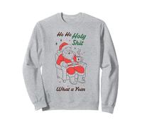 Funny Santa Christmas Graphic Ho Ho Holy Wow What a Year Sweatshirt