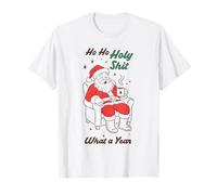 Funny Santa Christmas Graphic Ho Ho Holy Wow What a Year T-Shirt
