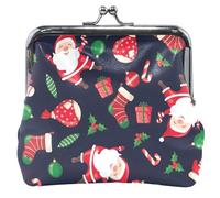 Funny Santa Claus Festive Dark Leather Purse for Women Cute Kiss Closure Coin Purse Card Holder Funny Santa Festive Dark OneSize, Funny Santa Festive Dark, OneSize, Classic