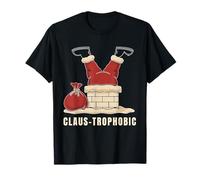 Funny Santa Claus Stuck in Chimney Holiday Christmas Pun T-Shirt