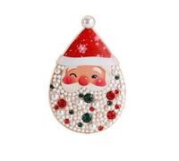 Funny Santa Claus Waterdrop Brooch Lapel Pin Christmas Red Green Crystal Ornament Simulate Pearl Teardrop Pins Dainty Xmas Party Dress Suit Clothes Decoration Brooches Cute Holiday Jewelry for Women
