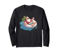 Funny Santa Claus with Pool Ring and Sunglasses Costume Long Sleeve T-Shirt