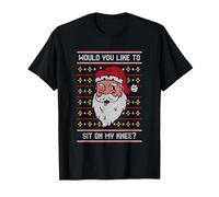 Funny Santa Claus - Would You Like to sit on My Knee? T-Shirt, Men, Black, 6X-Large
