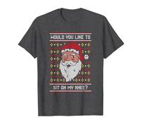 Funny Santa Claus - Would You Like to sit on My Knee? T-Shirt, Men, Dark Heather Grey, Medium