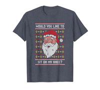 Funny Santa Claus - Would You Like to sit on My Knee? T-Shirt, Men, Heather Blue, 3X-Large