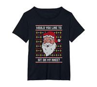Funny Santa Claus - Would You Like to sit on My Knee? T-Shirt, Women's Plus, Black, 5X