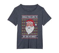 Funny Santa Claus - Would You Like to sit on My Knee? T-Shirt, Women's Plus, Heather Blue, 1X