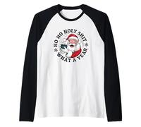 Funny Santa Coffee Christmas - Ho Ho Holy Wow What a Year Raglan Baseball Tee