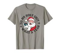 Funny Santa Coffee Christmas - Ho Ho Holy Wow What a Year T-Shirt