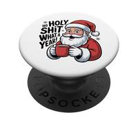 Funny Santa Coffee What A Year Adult Christmas Humor PopSockets Adhesive PopGrip