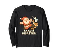 Funny Santa Cookie Disaster Spilled Milk Christmas Long Sleeve T-Shirt