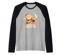 Funny Santa Cookie Disaster Spilled Milk Christmas Raglan Baseball Tee