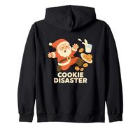 Funny Santa Cookie Disaster Spilled Milk Christmas Zip Hoodie