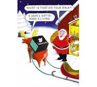 Funny Santa Deliveroo Reindeer Christmas Card - Traditional Humour Xmas Card